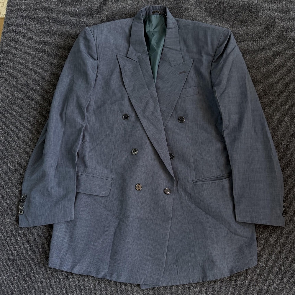 Stromberg Blazer Mens 54 Blue Double Breasted Wool Blend Suit Jacket Italy